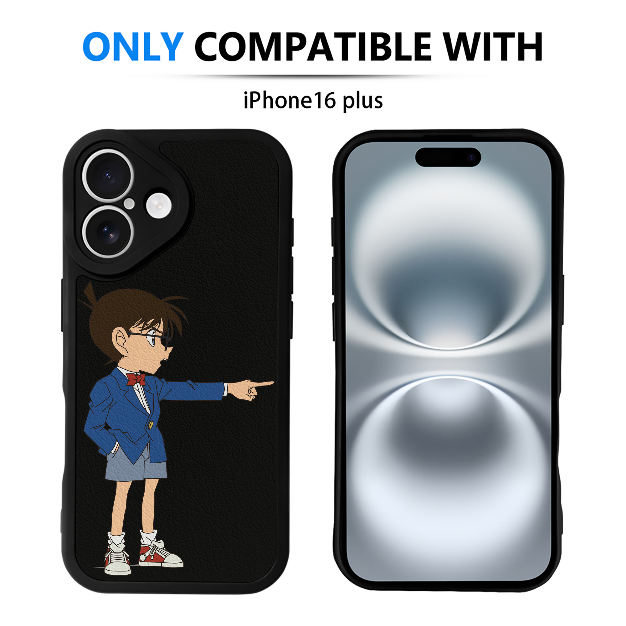 （画像用） 名探偵コナン 江戸川 コナン Detective Conan Conan Edogawa 【iPhone 16シリーズ対応】シリコンスマホケース（レザー調） 材質：シリコン